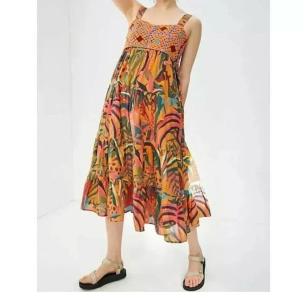 Farm Rio Anthropologie Crochet Dress Large